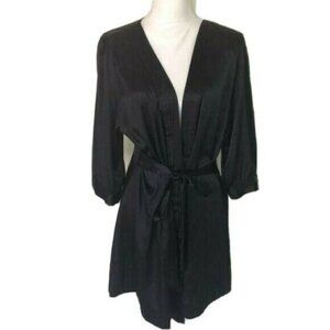 Victoria’s Secret Short Robe Womens Large L Black Three Quarter Sleeves Belt